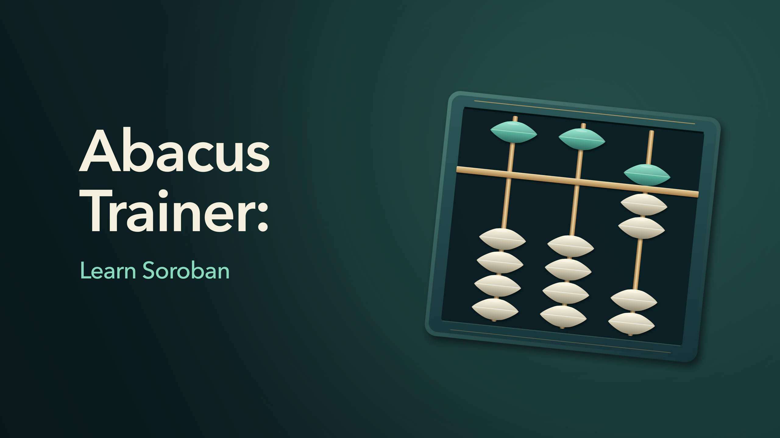 Abacus Trainer: Learn Soroban brand illustration of a jade, ivory and brass soroban
